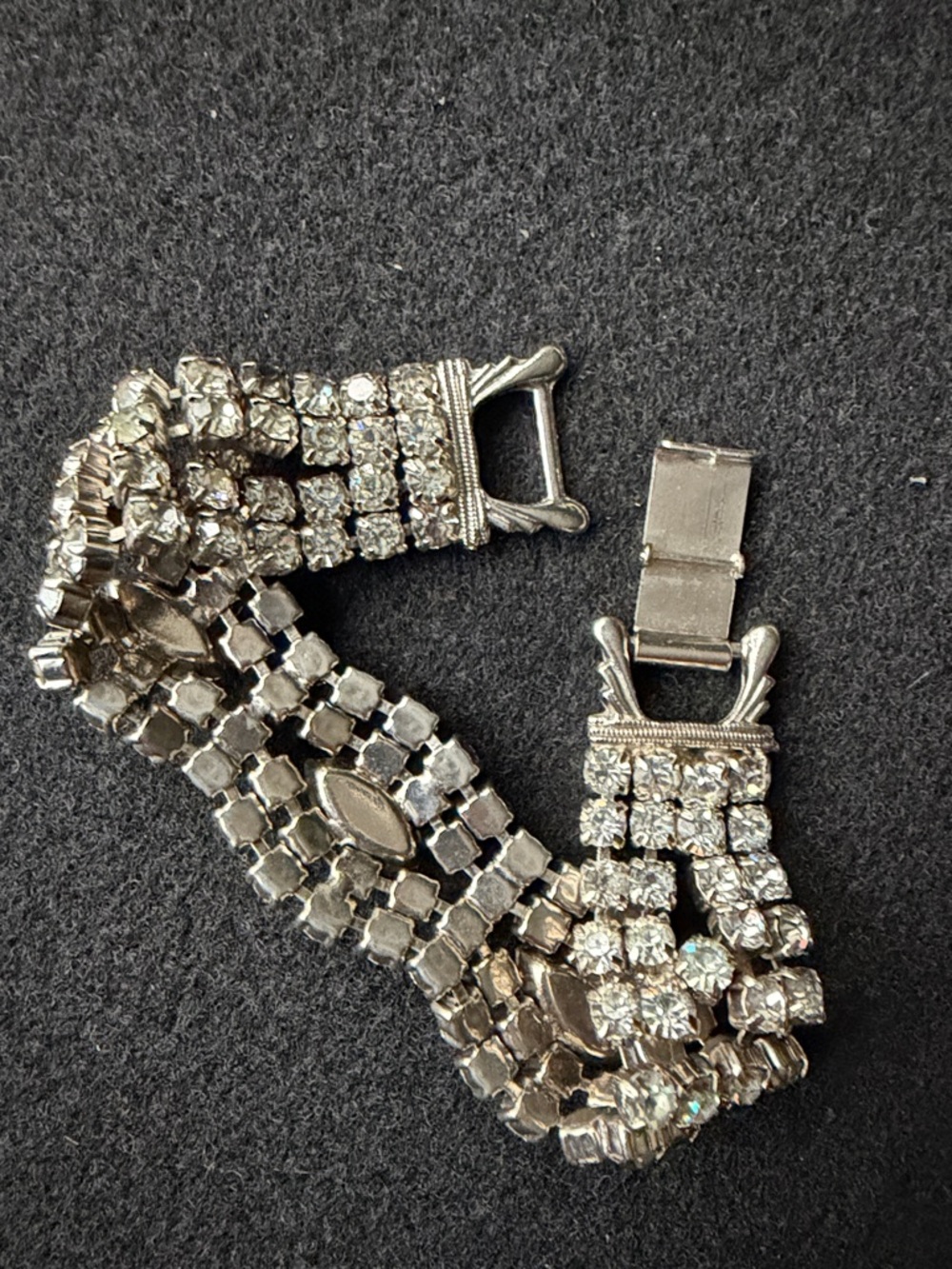 Vintage Rhinestone Tennis Bracelet - Silver Tone - Picture 3 of 6
